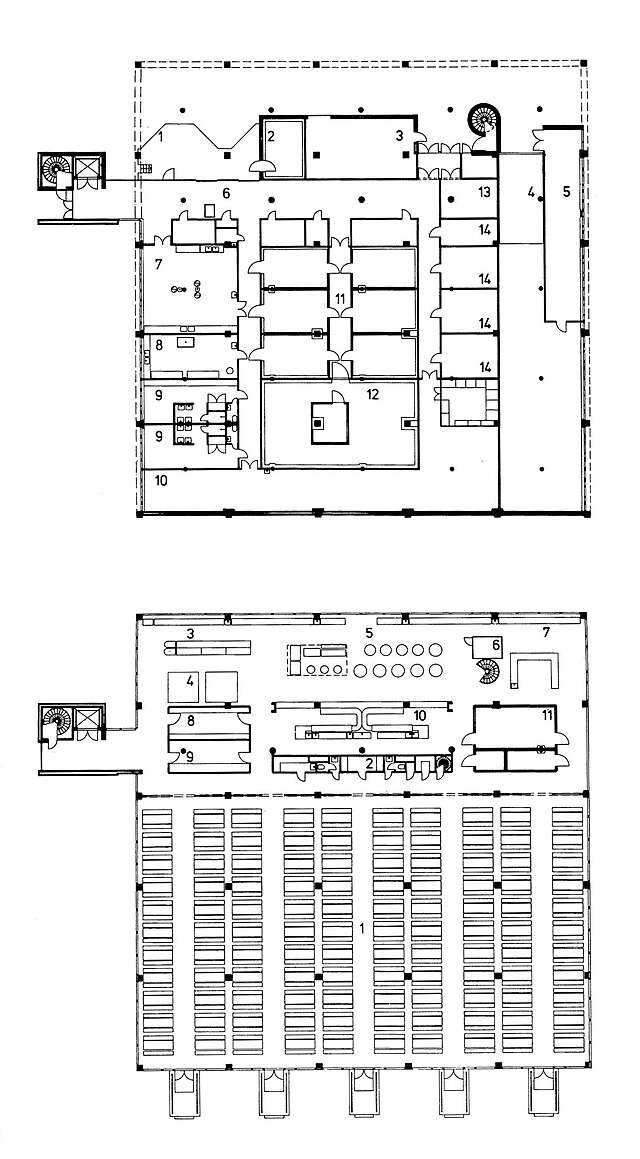 Floor plans of the dining hall building
