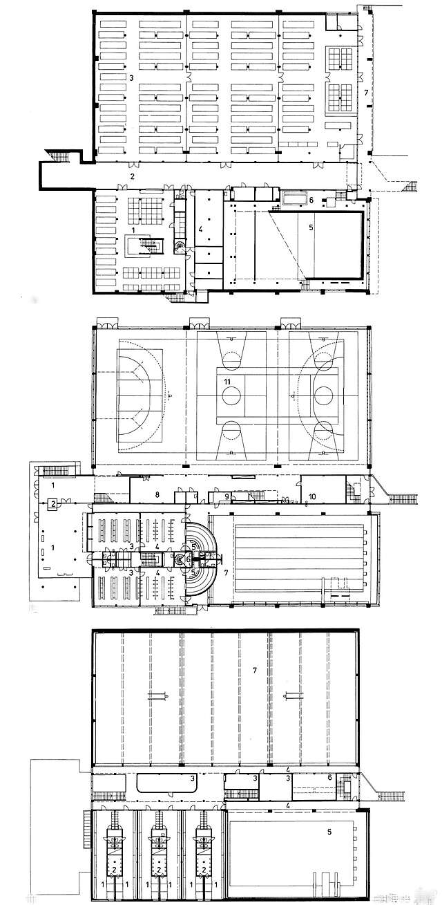 Floor plans of the sports hall