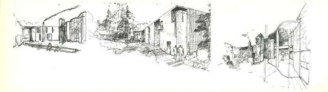 Sketches of Kauniainen Church.