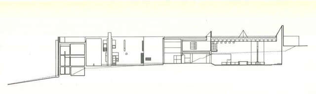 Longitudinal section plan of Kauniainen Church.
