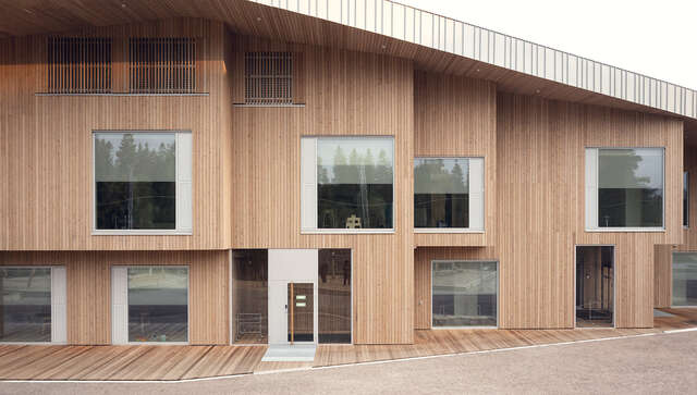 A large wooden building