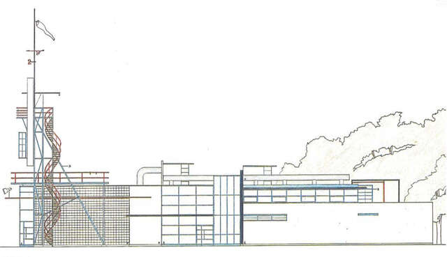 Northern elevation plan of Niittykumpu Fire station.