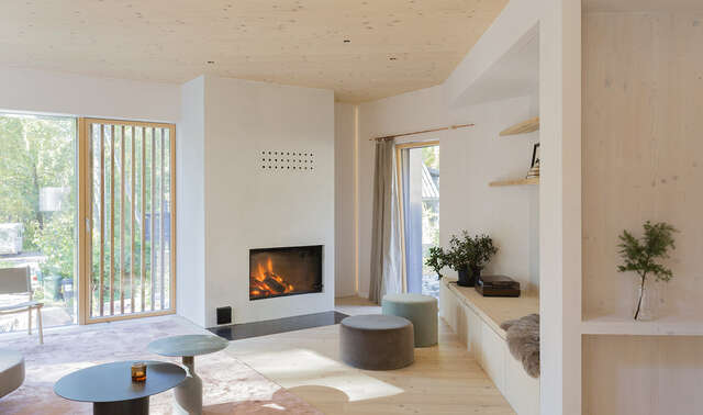 Living room with a fireplace