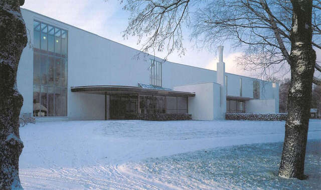 Poleeni Cultral Centre and its surroundings in wintertime