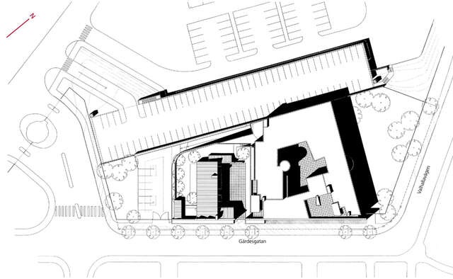 Site plan of Finnish Embassy in Stockholm.
