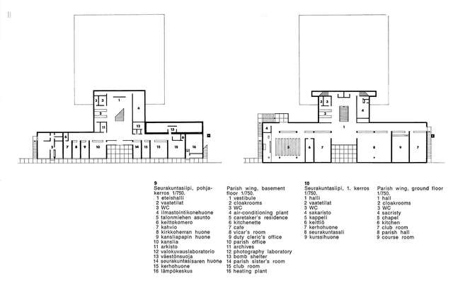 Floor plans of Kannelmäki church