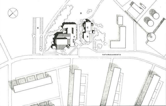 Site plan of Vuosaari church in Helsinki