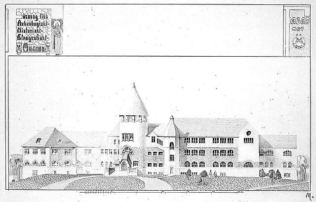 Drawing of a castle like building for the national museum .