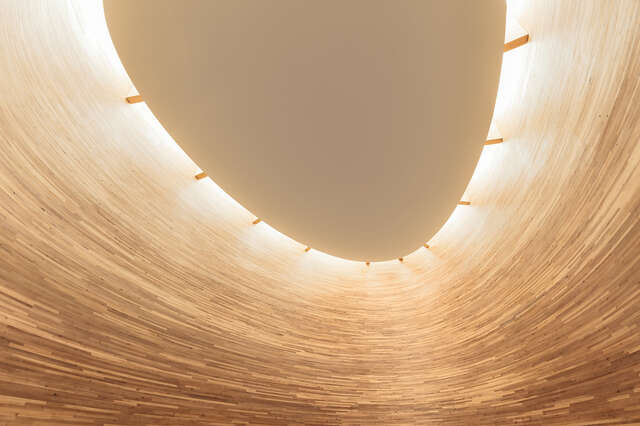 Detail of the oval illuminated ceiling