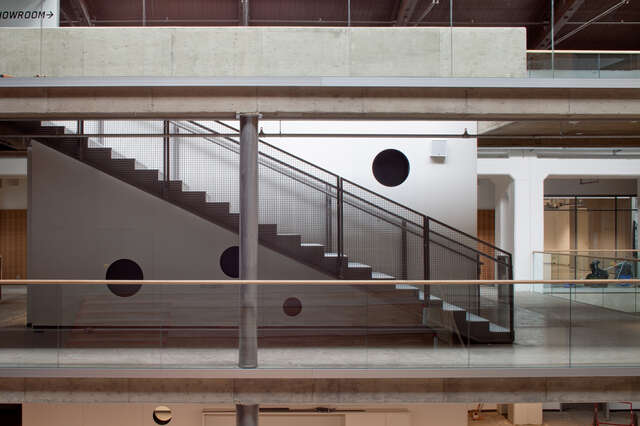 Grey staircase between floors