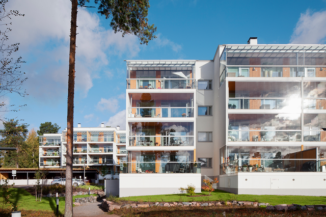 The facades of a housing complex