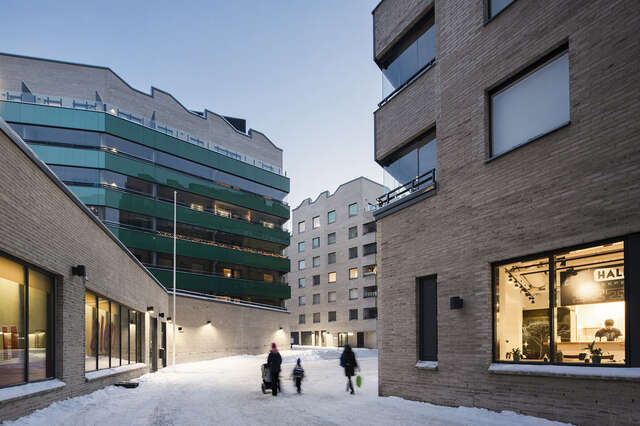 Courtyard view of the housing block