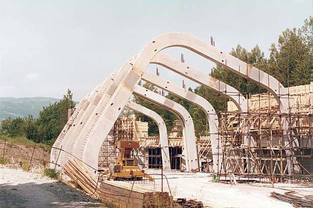 Asymmetric structure during construction.