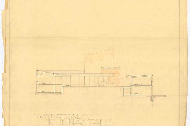 Säynätsalo town hall section drawing alvar aalto museum 988x659