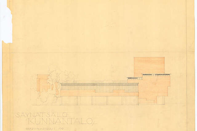 Säynätsalo town hall south elevation drawing alvar aalto museum 988x659