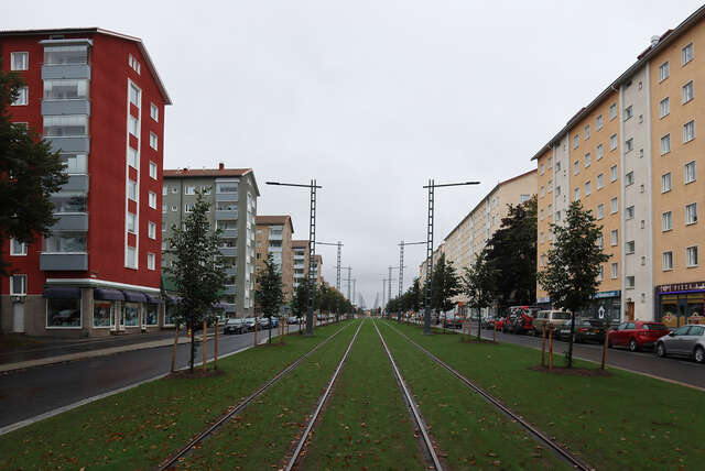 Blocks of flats and tram rails