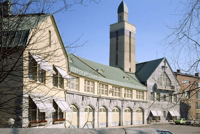 Fire station with a tower