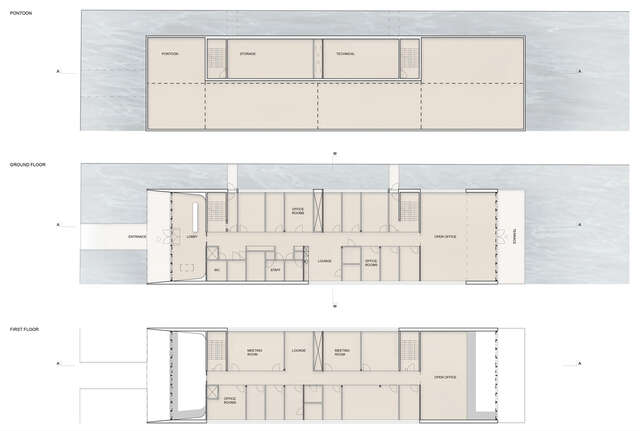 Floor plans of three floors.