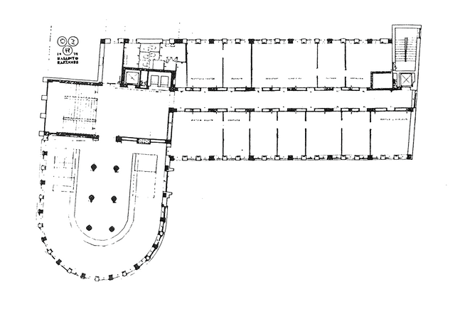 Base plan of a brick building