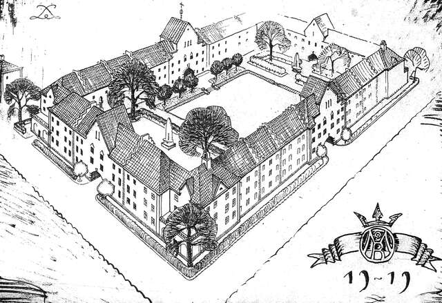 Perspective drawing of a worker's housing from the 1920s