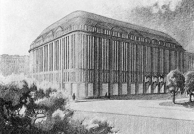 Drawing of the department store facade.