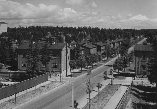 Aerial view of a wooden house are