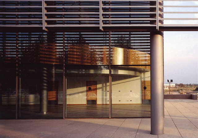 Detail of the façade of Lleida Library and Culture