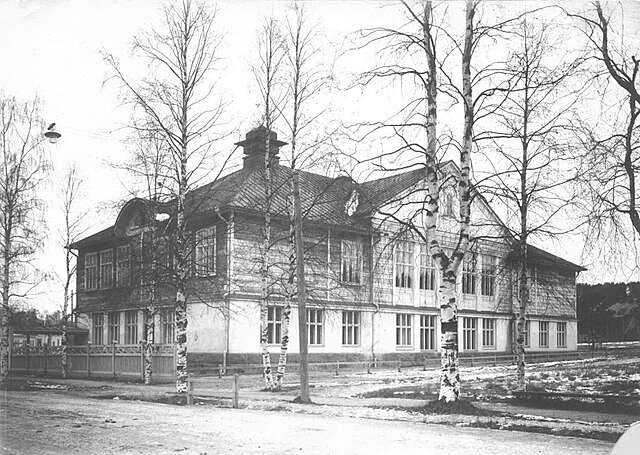 A wooden school building