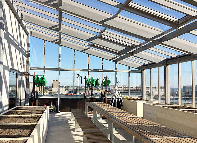 Greenhouse on a roof.