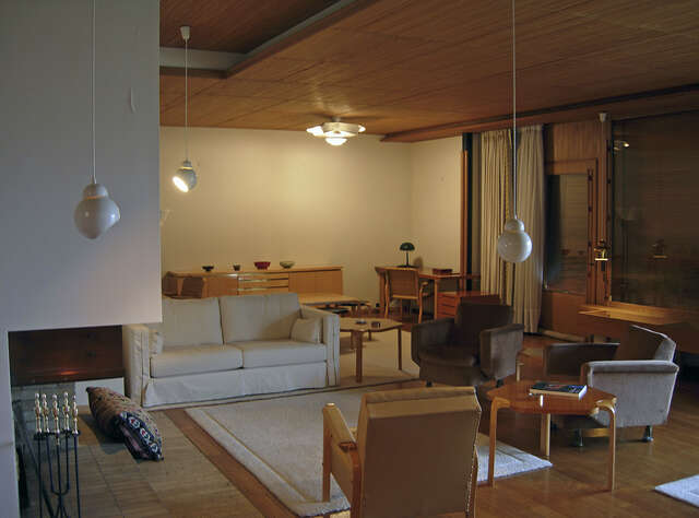 Fireplace, lamps, sitting and working area