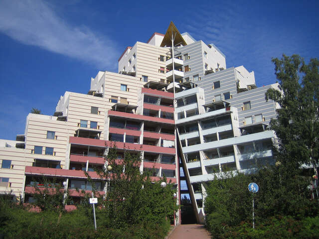 Colorful 16-storey terraced building block