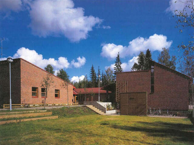 School building bounding the children's home yard