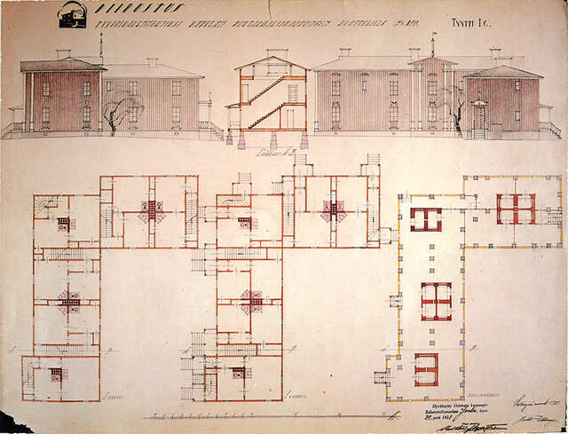 Drawing of a two-storey building