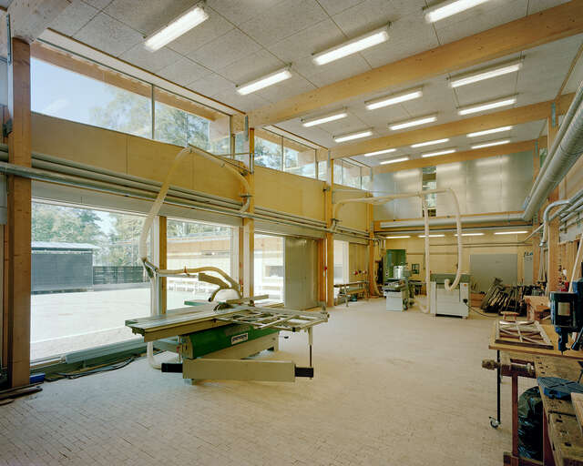 Workspace with large machinery.