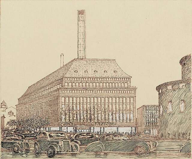 Sketch of the department store facade.