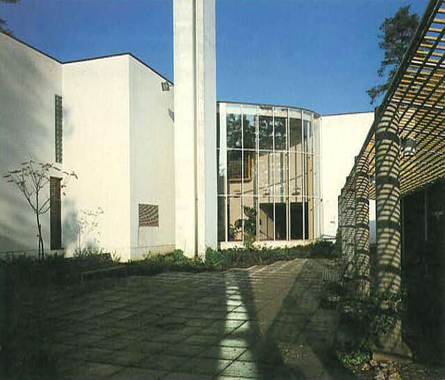 Courtyard and old bell tower deigned by Keijo Petäjä.