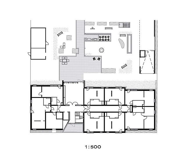 Site plan and ground floor's floor plan
