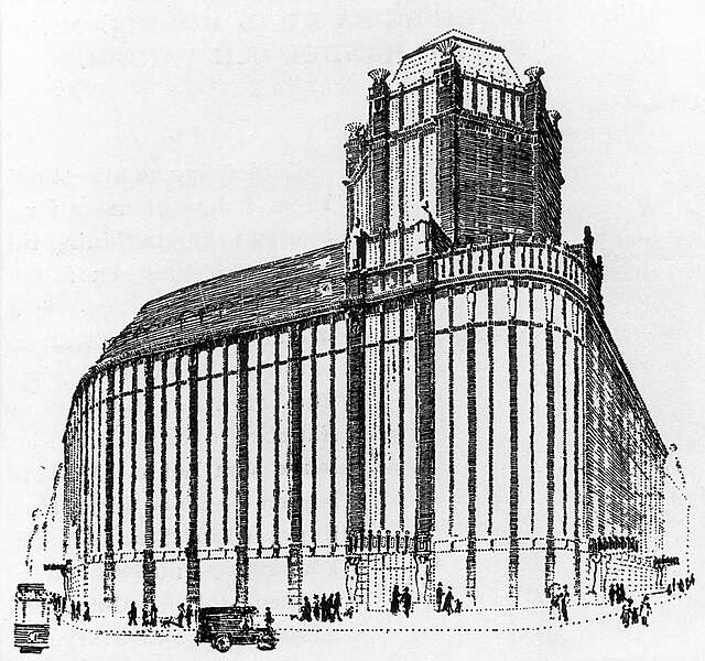 Sketch of the department store facade.