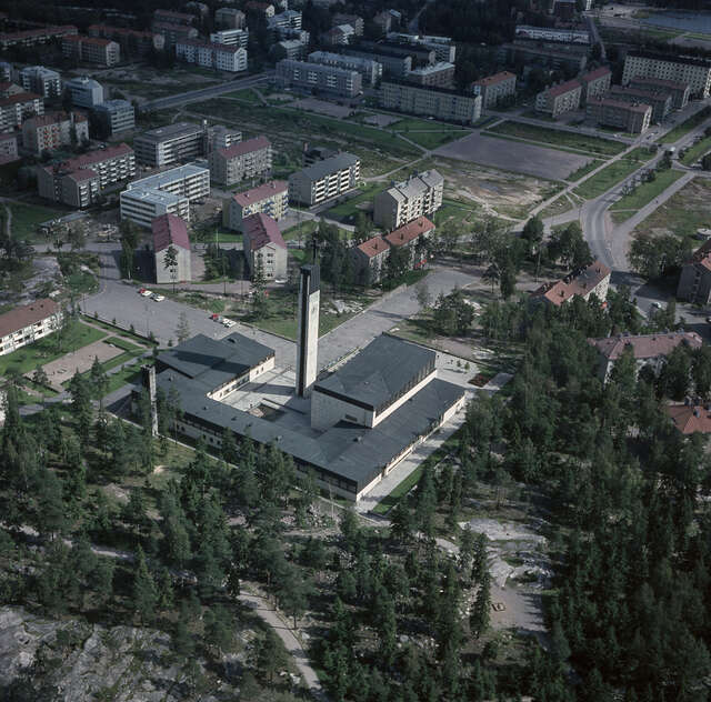 Aerial view of a church
