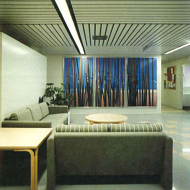 Interior with sofas and a table.