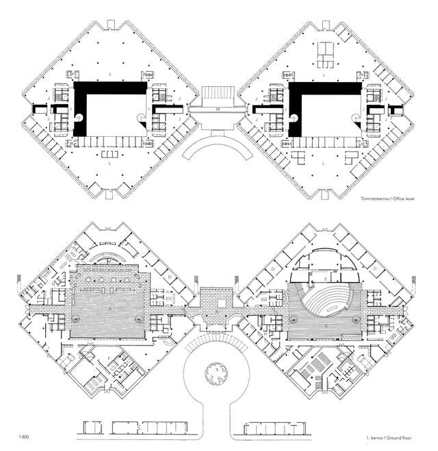 Floor plans: ground floor and office floor