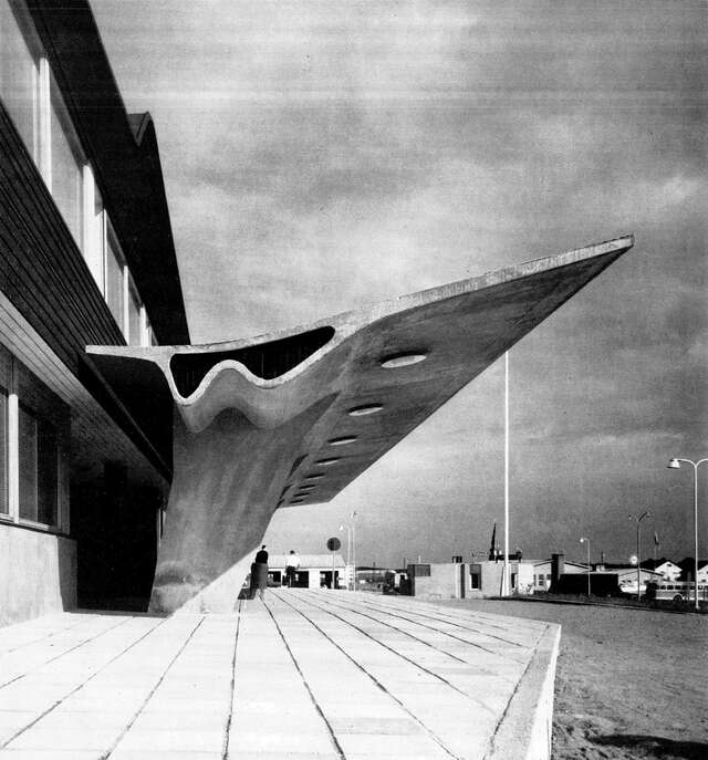 Concrete canopy of a bus station