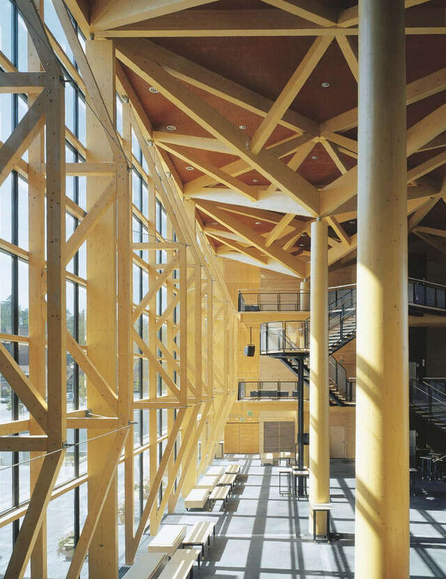 Glass wall and timber structures