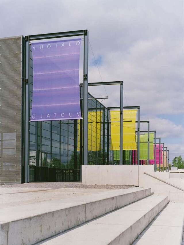 Glass façade of the main entrance
