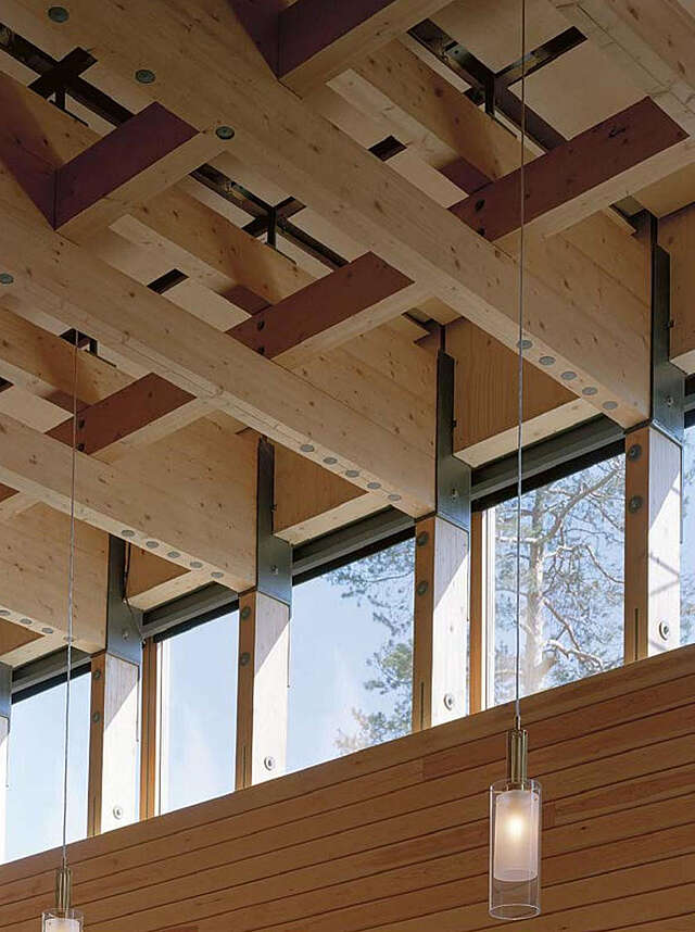 Timber details of the assembly hall