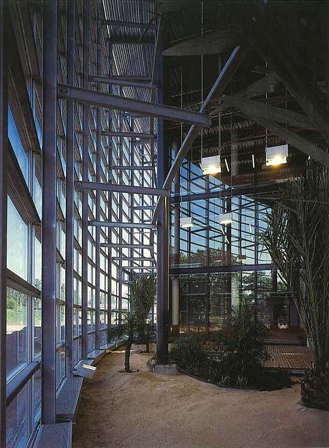 View from the Nile Arboretum, glass wall opening outside