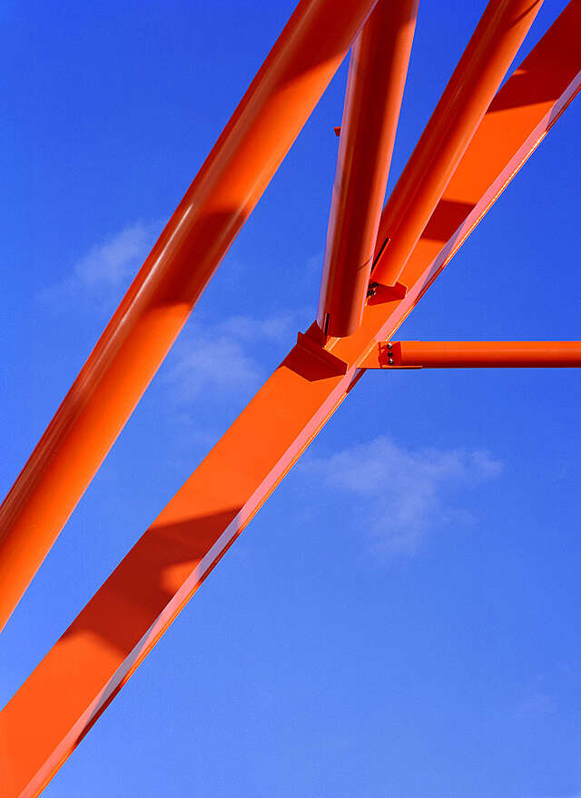 Orange metal structure.