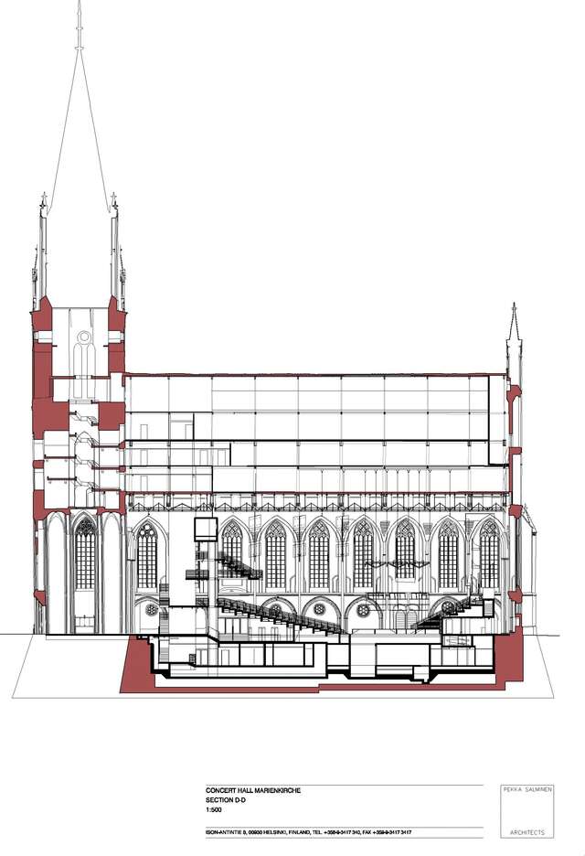 Elevation of a church turned into a concert hall