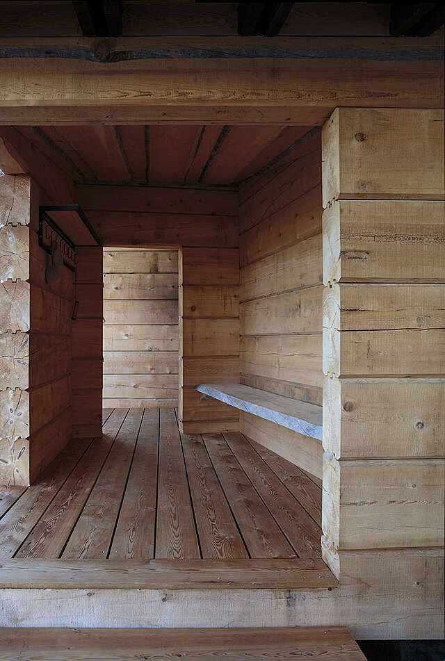 Simple wooden interior.