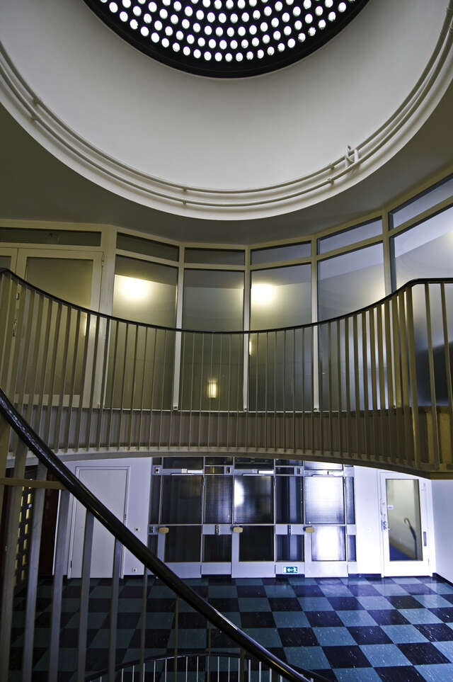 View of a staircase in Bensow House.